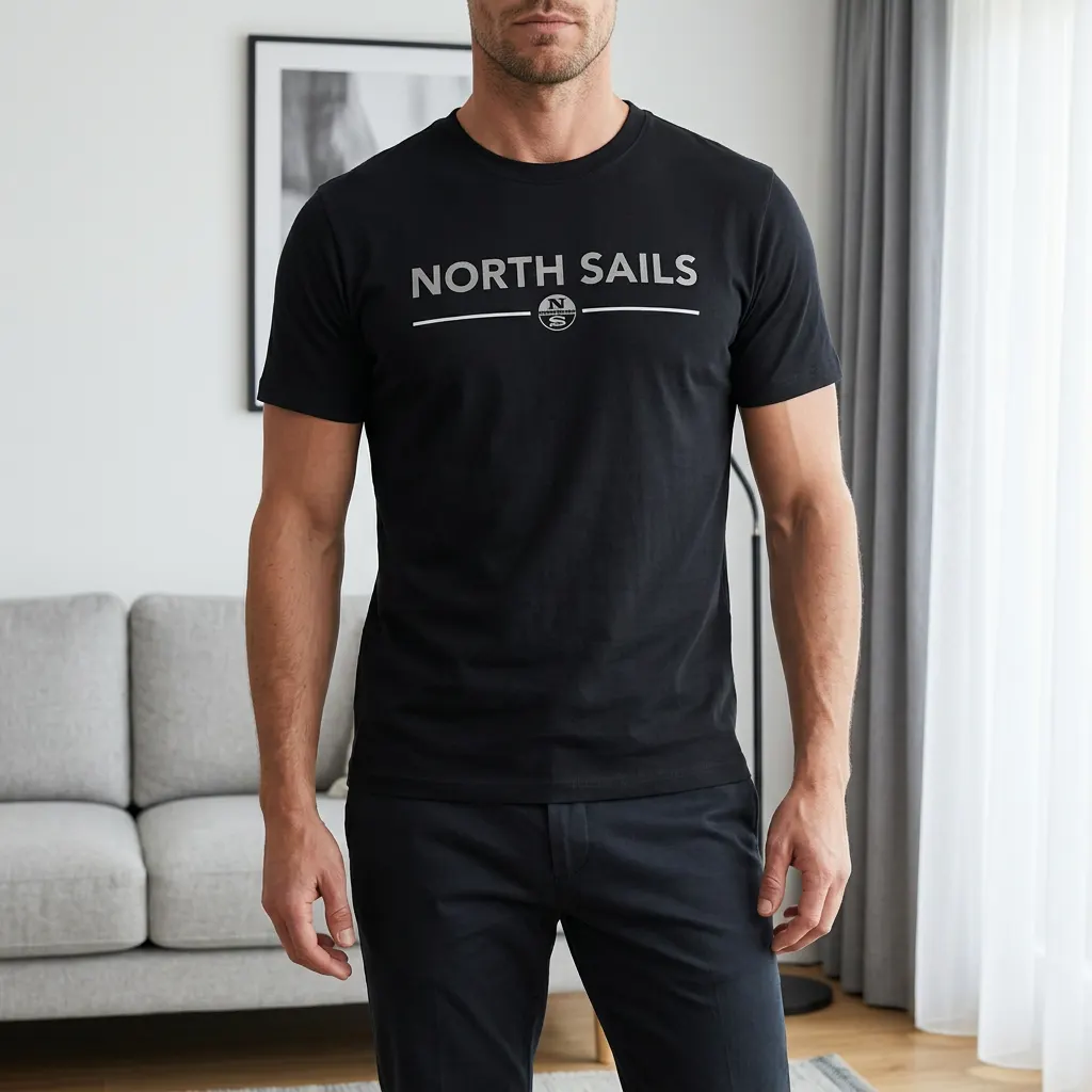 North Sails Черна тениска с графичен принт