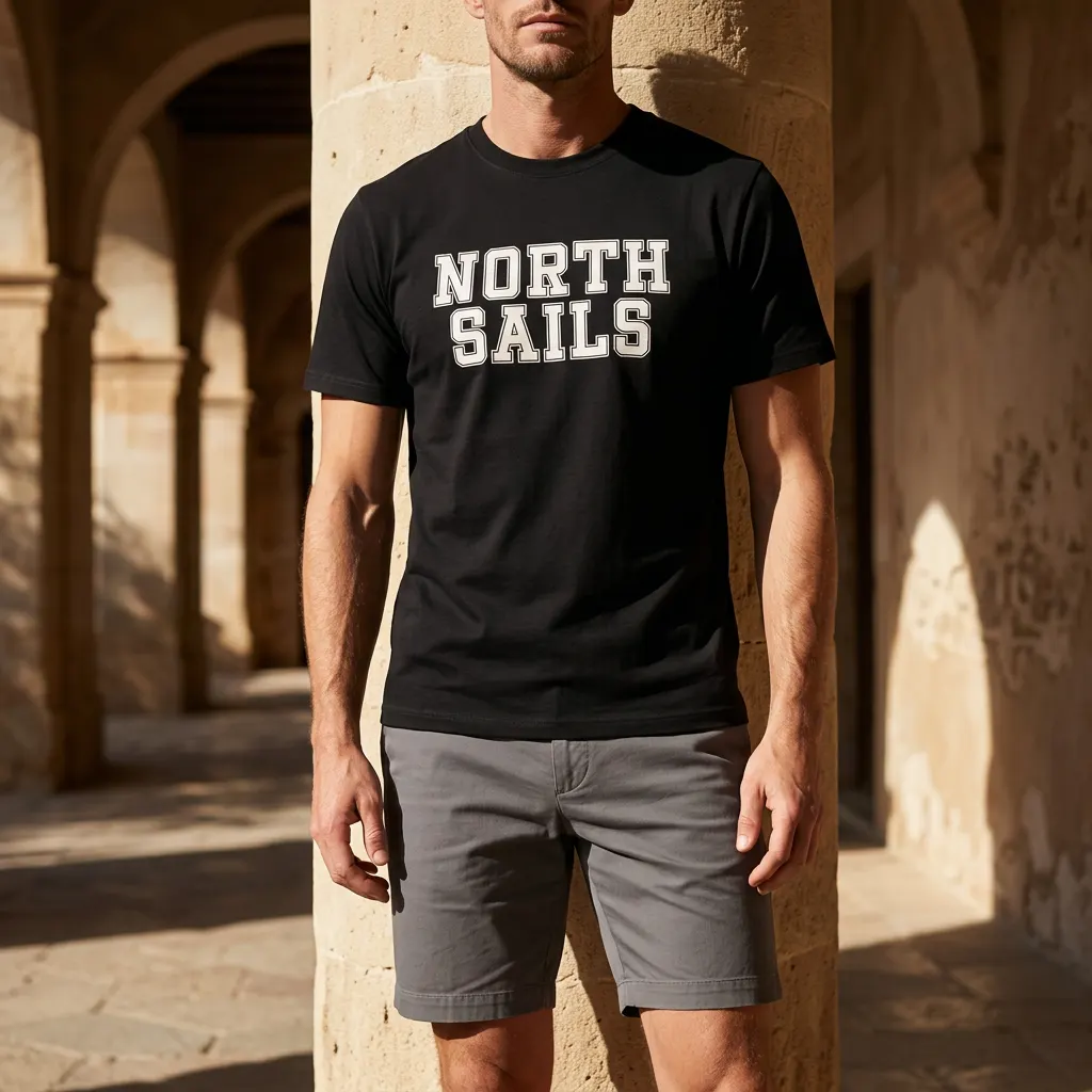 North Sails Черна тениска с надпис