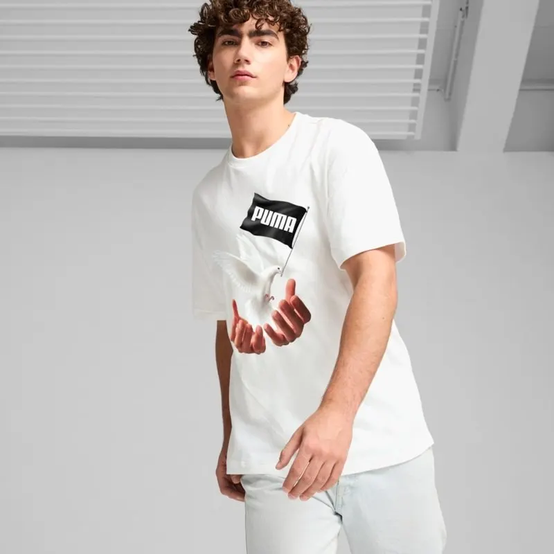 PUMA Бяла мъжка тениска с графичен принт
