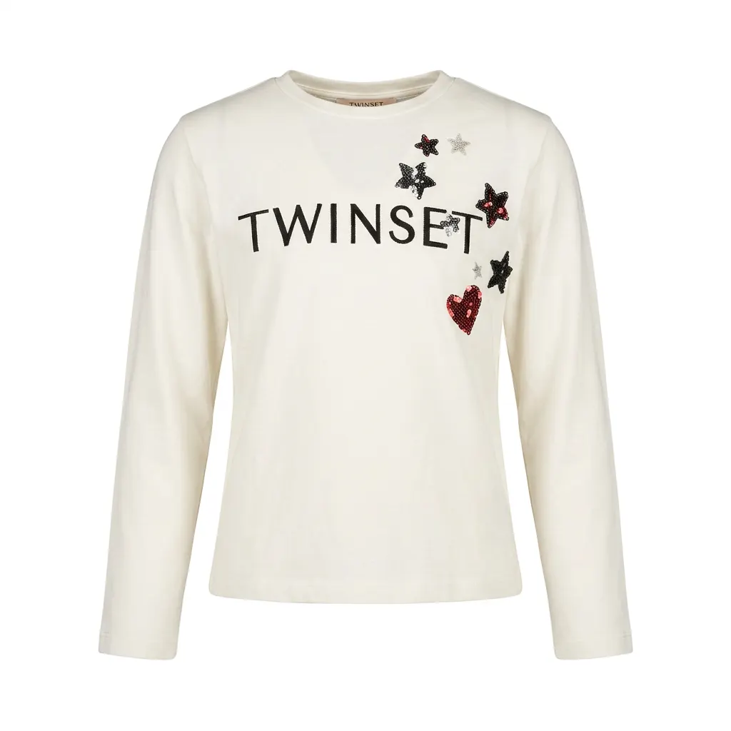 TWINSET TWINSET Детска блуза с дълъг ръкав – Off White